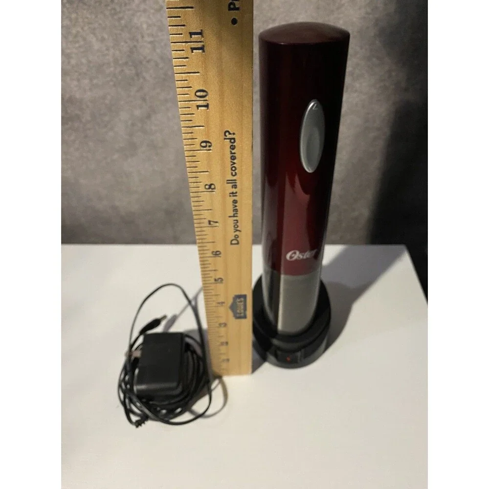 Oster Electric Wine Opener Red Metallic Finish - Cordless Automatic Corkscrew